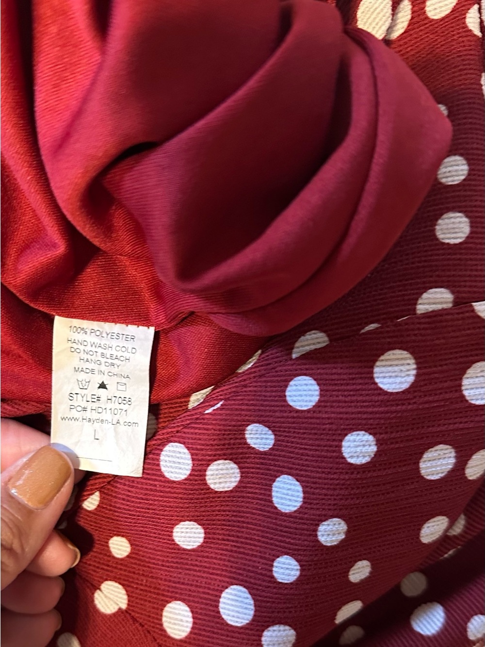 Hayden Los Angeles V-Neck Burgundy Polka Dot Button-Front Jumpsuit - Picture 16 of 16